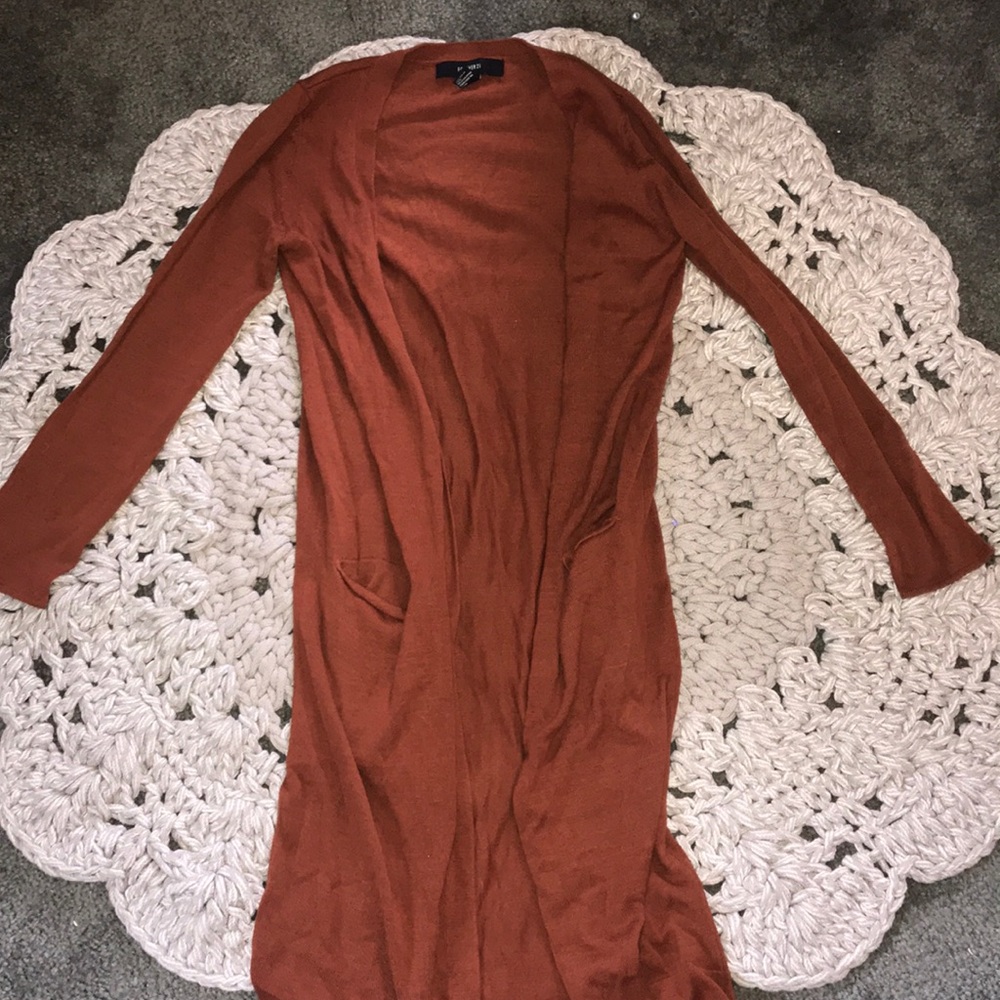 Long auburn cardigan